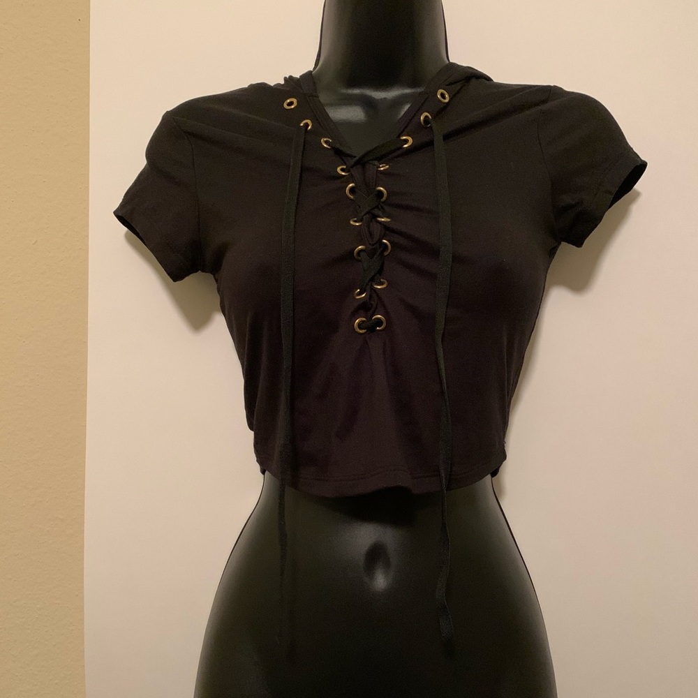 ‼️FINAL PRICE‼️ Black Cropped Hoodie Top